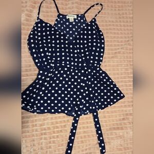 Navy Polka Dot Top
